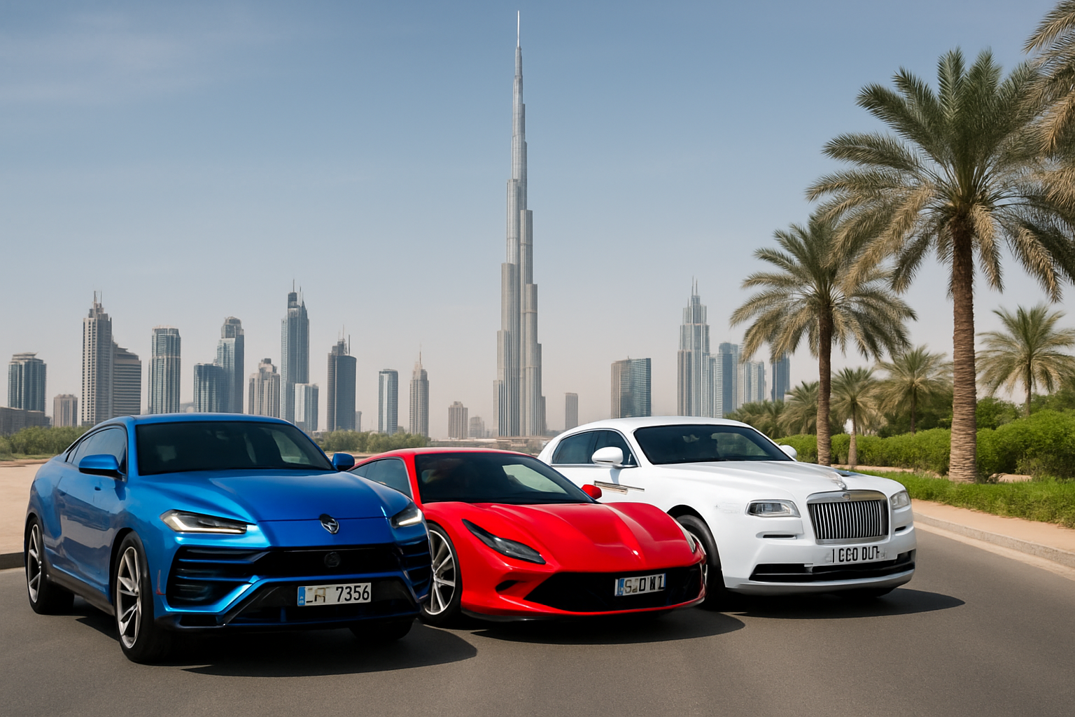 Luxury cars available for road travel in Dubai